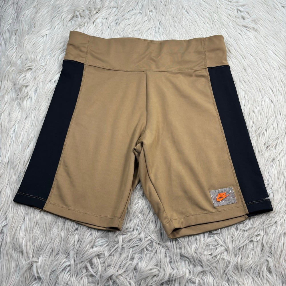 Nike Women's XL Brown Black Sportswear Dri-FIT High-Waisted Bike Shorts Gym